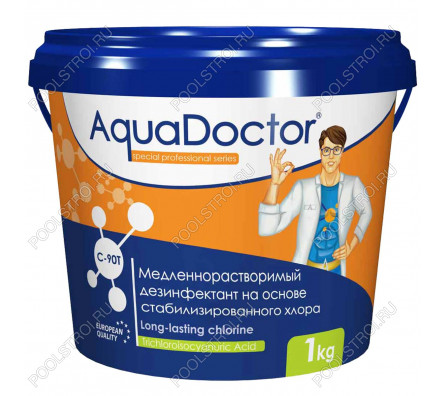 Дезинфектант для бассейна на основе хлора длительного действия AquaDoctor C-90T 1 кг